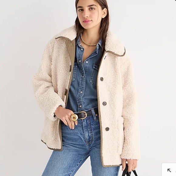 J. Crew Teddy sherpa jacket BJ975 S ivory